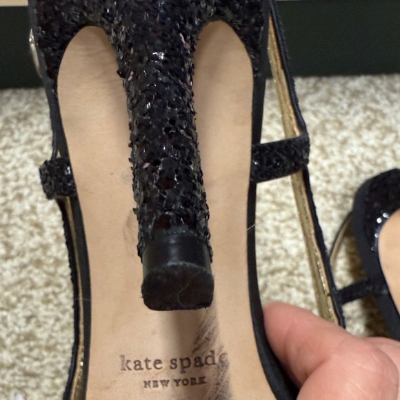 Kate Spade Black Glitter Bow Heels - Picture 7 of 9